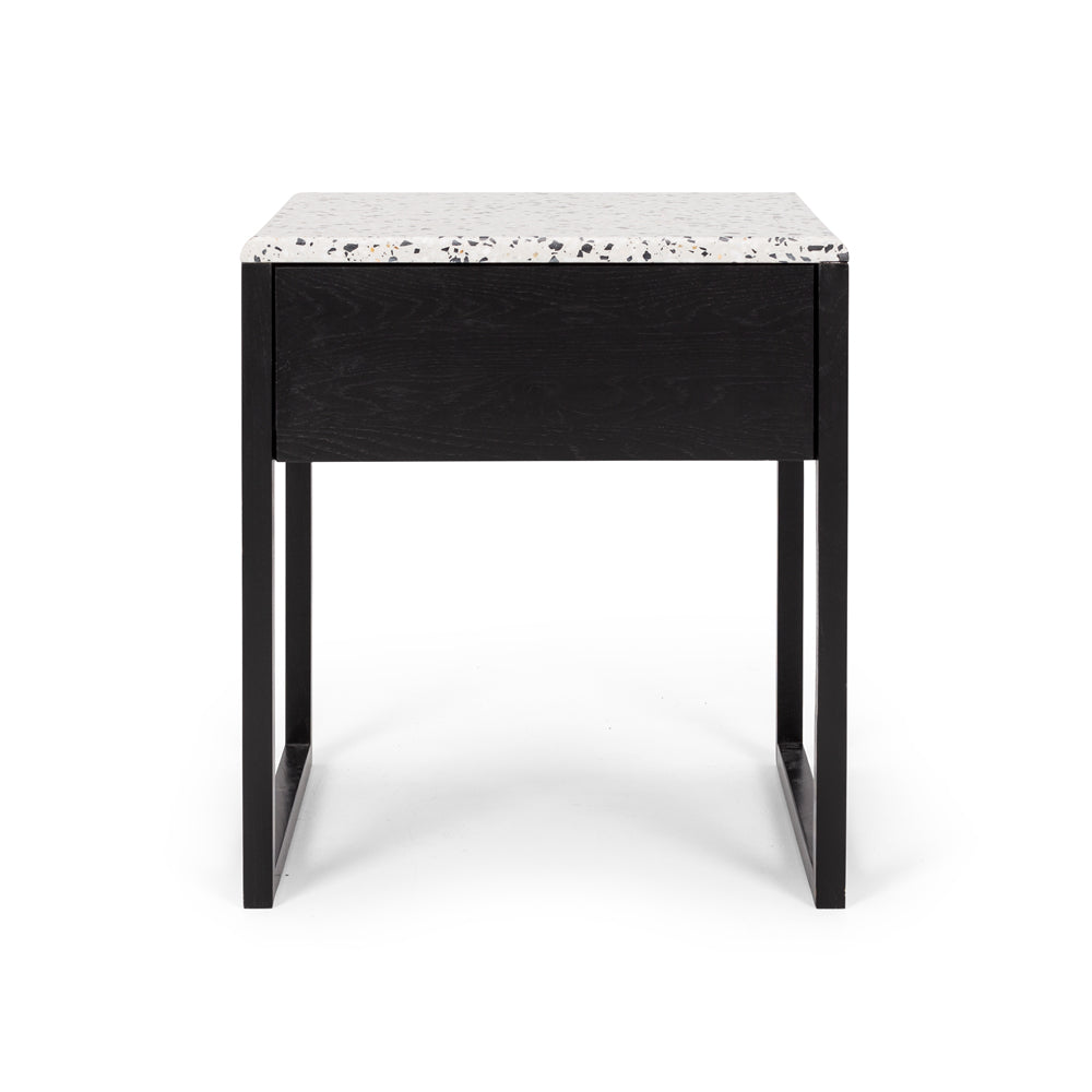 Avalon Bedside Cabinet with Terrazzo Top Front 