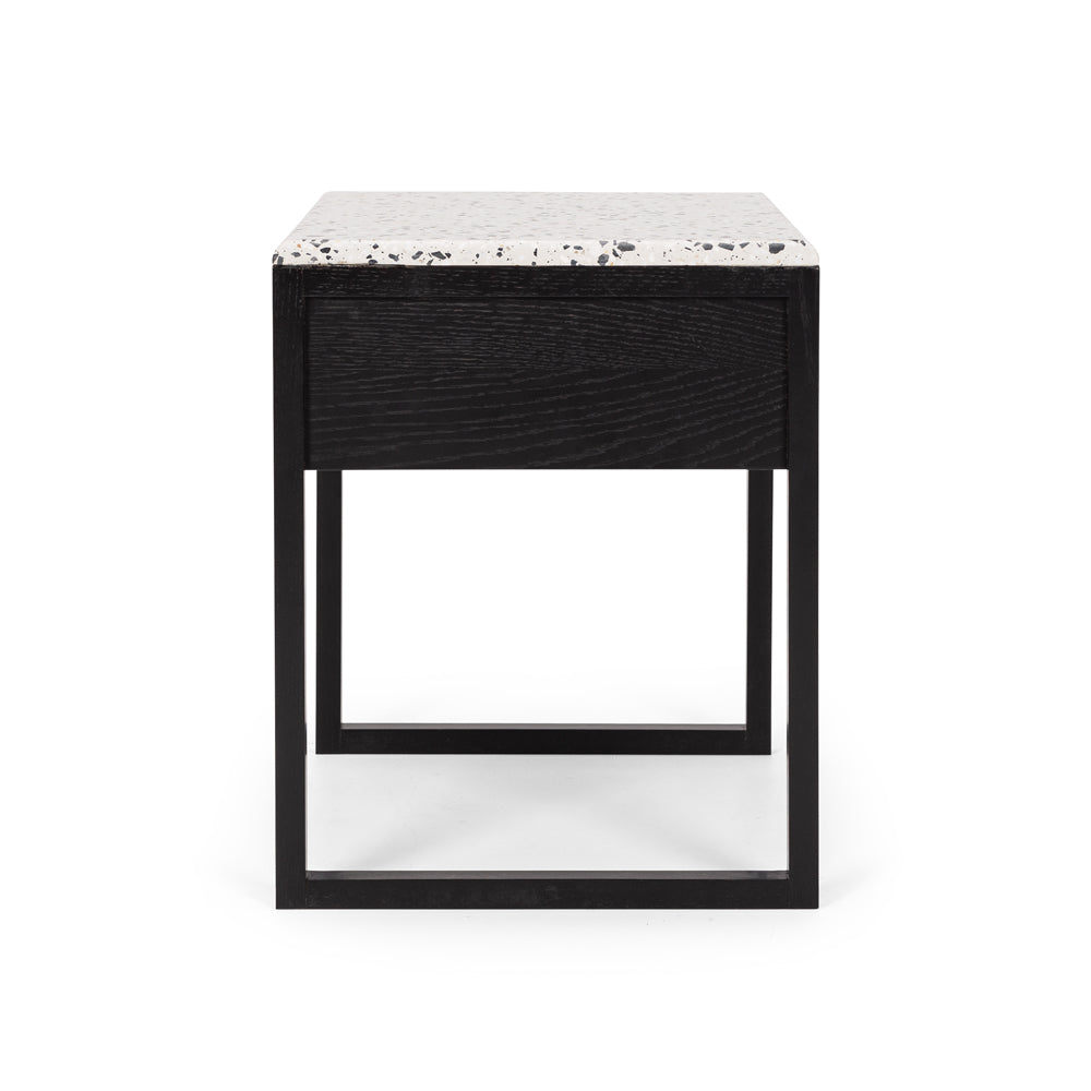 Avalon Bedside Cabinet with Terrazzo Top Side On 