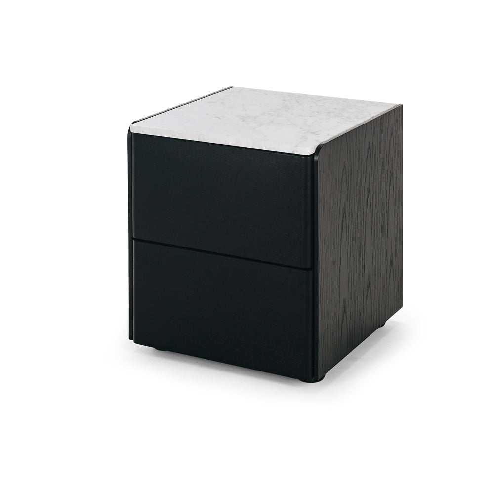 Cube Bedside Black Marble Top Angle
