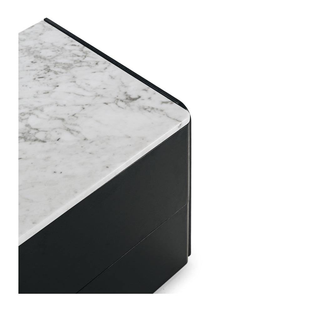 Cube Bedside Black Marble Top Close up