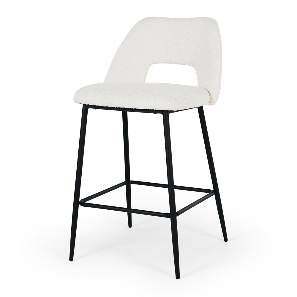 Cinderella Barstool Boucle White