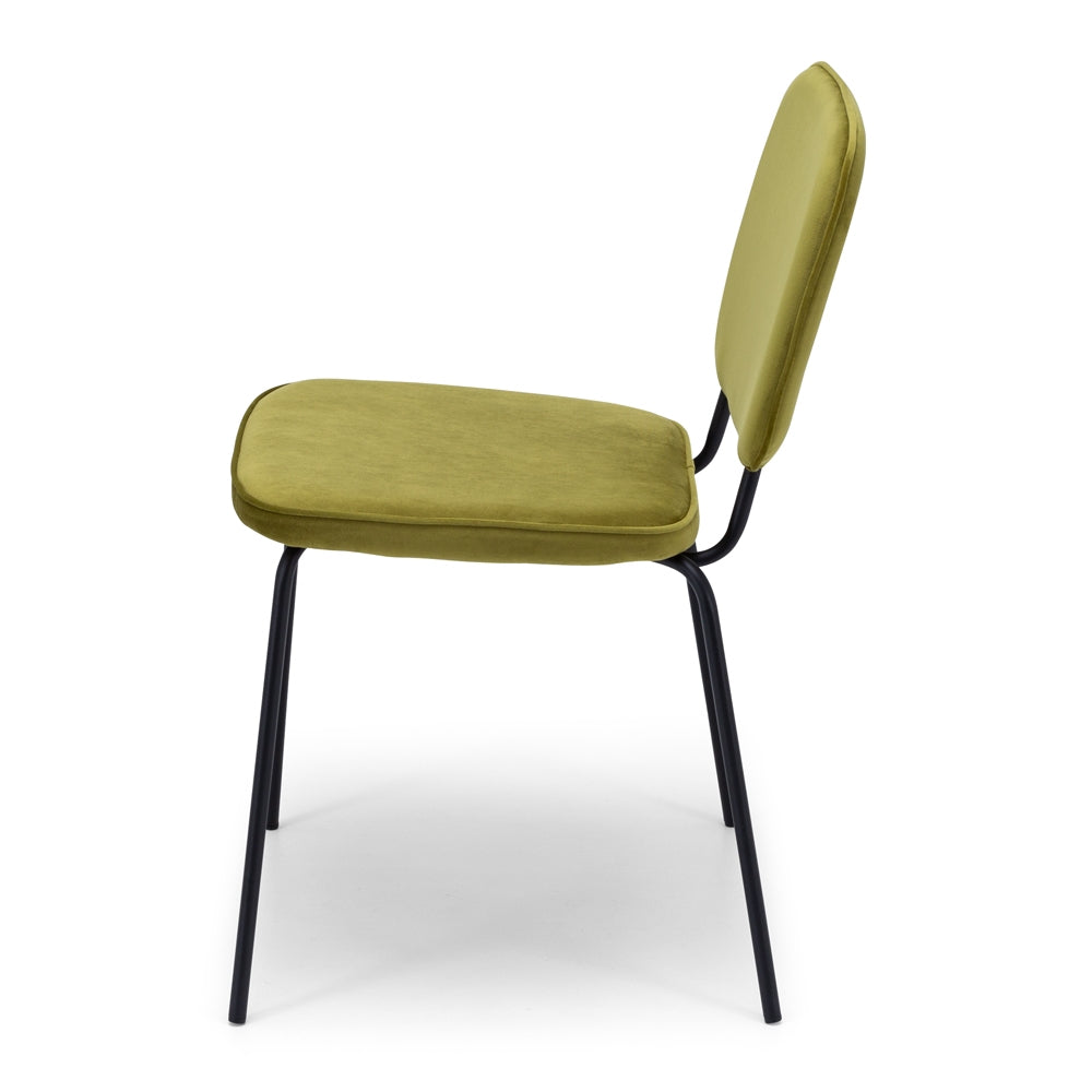 Clyde Dining Chair Meadow Velvet Side View