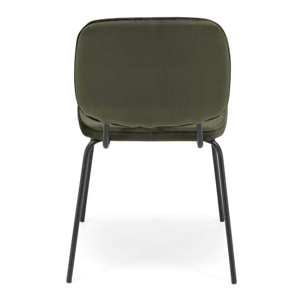 Clyde Dining Chair Olive Velvet Back View 
