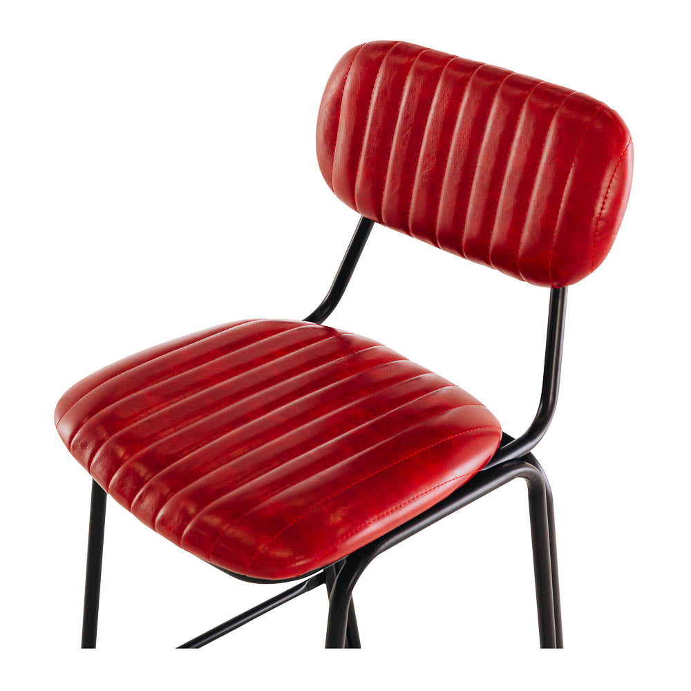 Datsun Barstool Vintage Red PU Accent