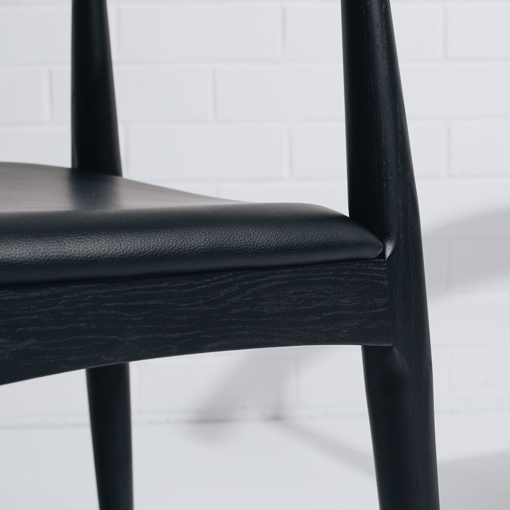 Elbow Dining Chair Black Close Up 