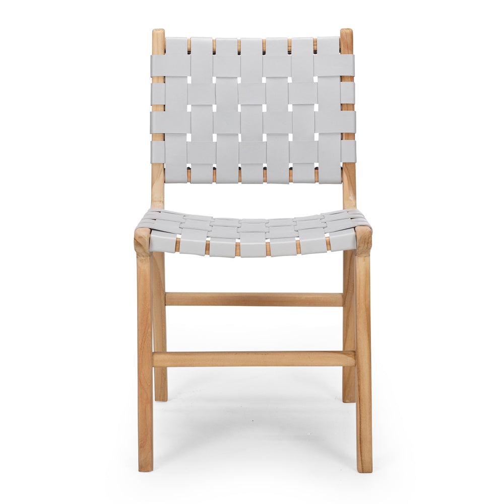 Indo Woven Dining Chair Duck Egg Front On 