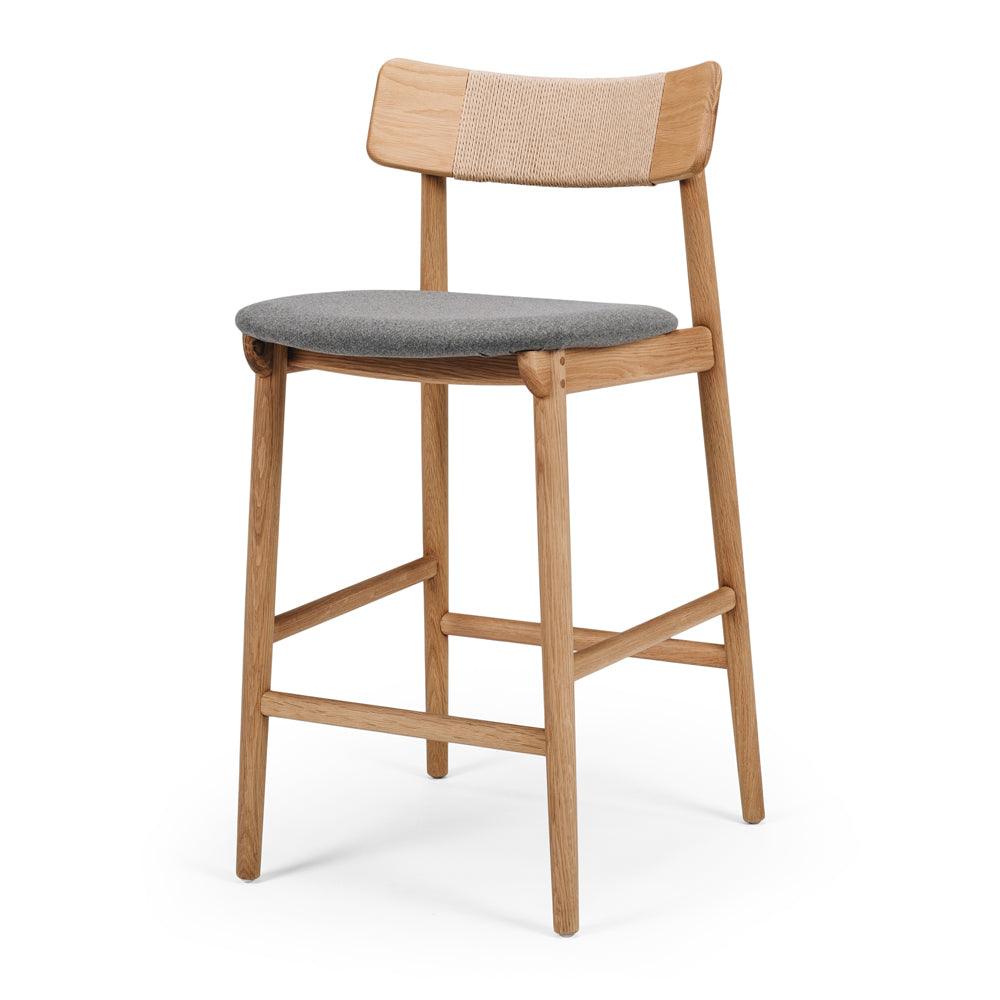 Niles Highback Barstool Natural Fabric Seat