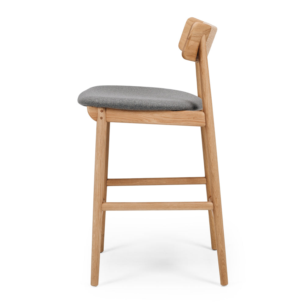 Niles Highback Barstool Natural Fabric Seat Side