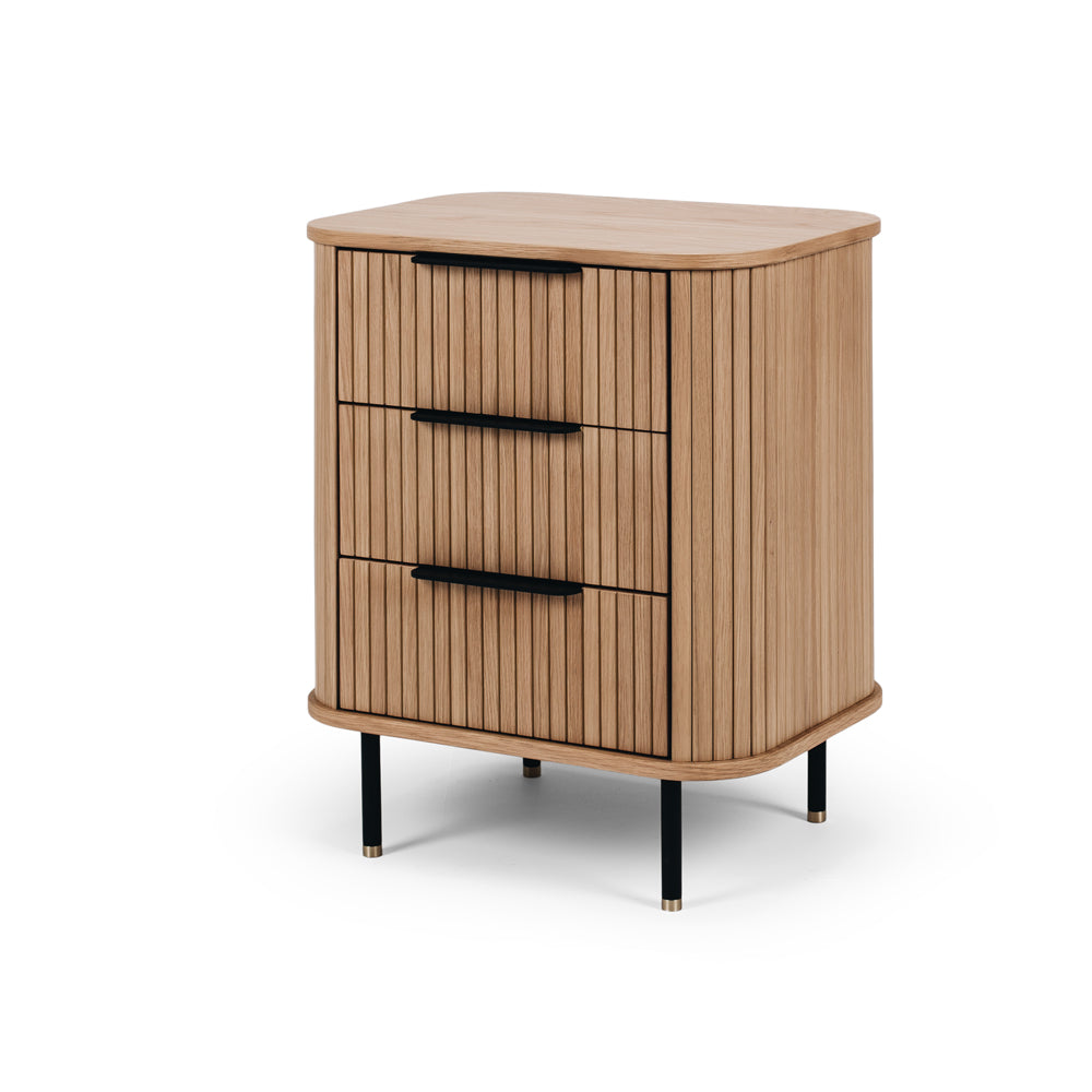 Anders 3 drawer bedside natural Oak Side on 