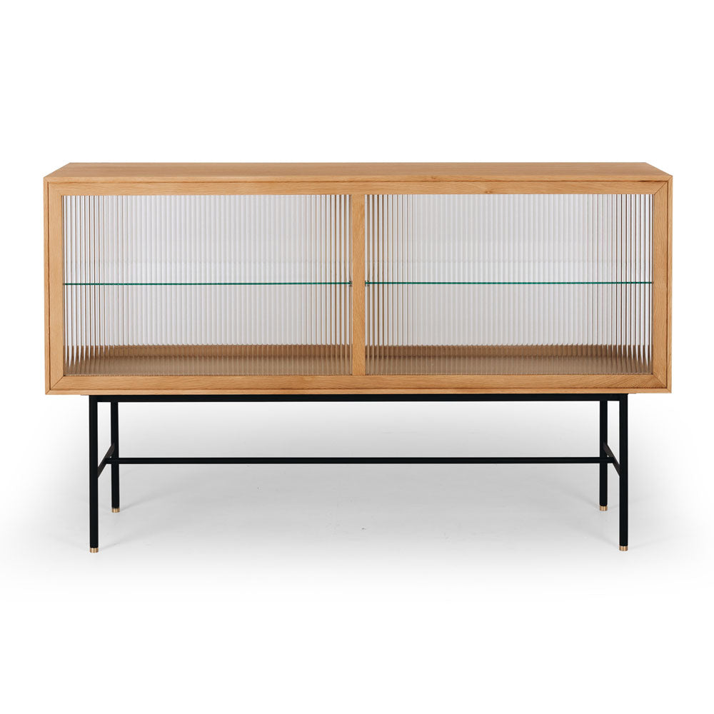 Kobe Sideboard (Natural Oak) Fluted Glass BAck