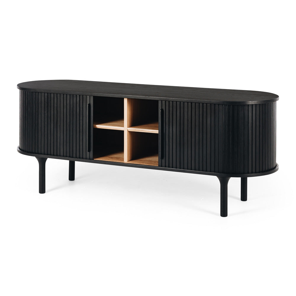 Pallister TV Unit Black Doors Open 