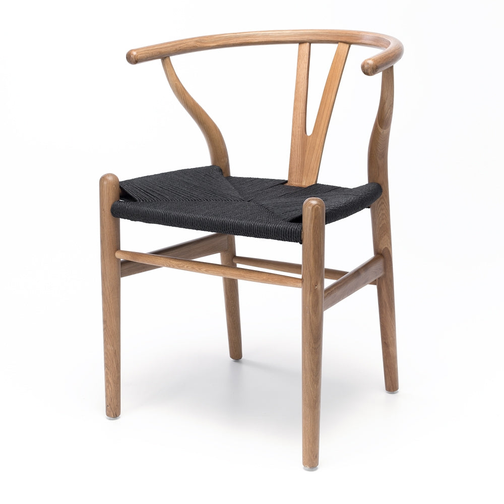 Wishbone Dining Chair Natural with Black Rope