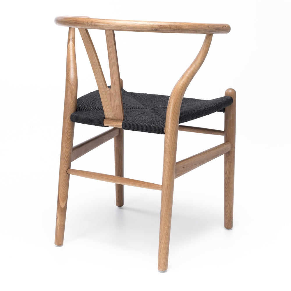 Wishbone Dining Chair Natural with Black Rope Back
