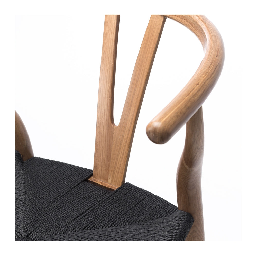 Wishbone Dining Chair Natural with Black Rope Close Up