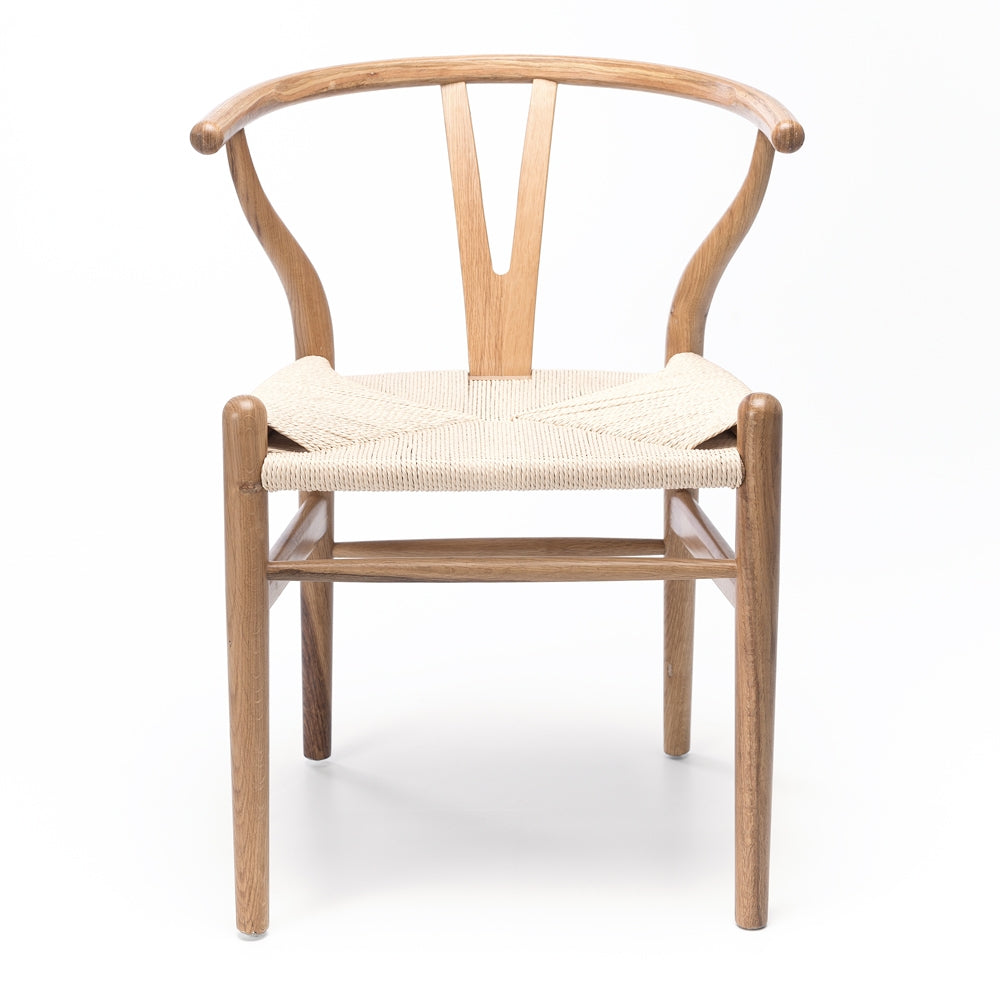 Wishbone Dining Chair Natural with Natural Rope Front