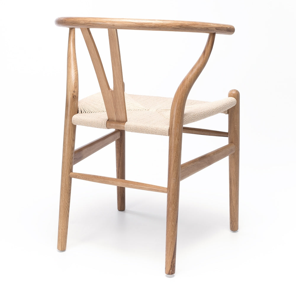 Wishbone Dining Chair Natural with Natural Rope Back